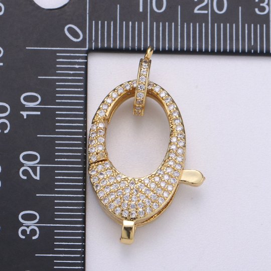 14K Gold Filled Clasp CZ Micro Pave Teardrop Lobster Claw Clasp,Micro Pave Clasp, 29x12mm K-908 - DLUXCA
