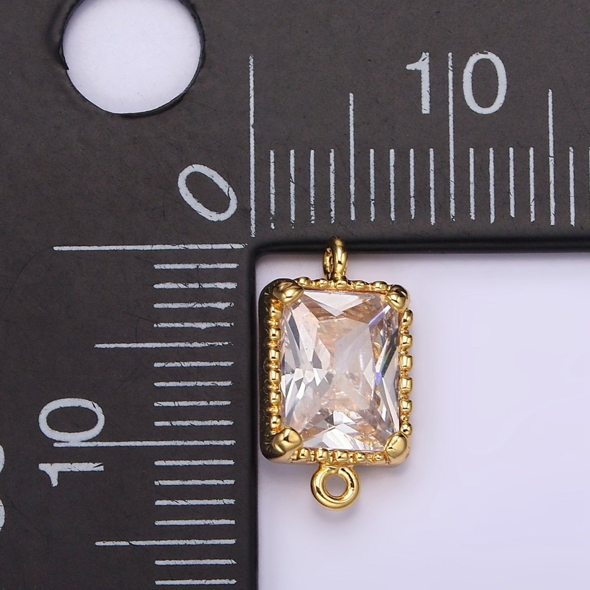 14K Gold Filled Clear, Black CZ Multifaceted Baguette Bezel Connector | G817 G818 - DLUXCA