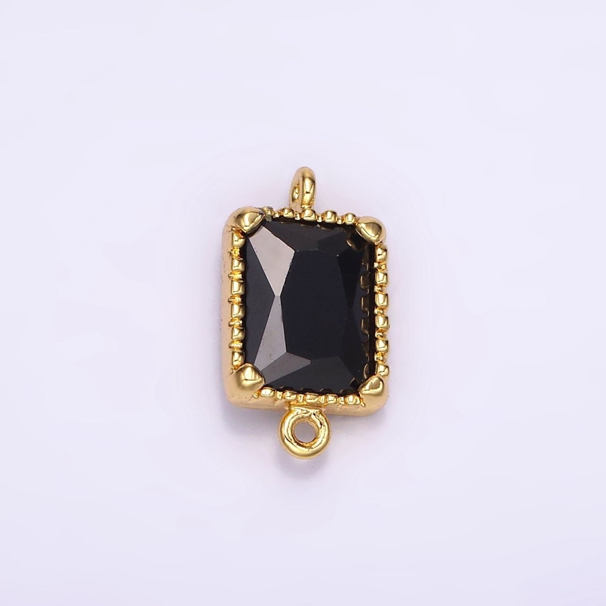 14K Gold Filled Clear, Black CZ Multifaceted Baguette Bezel Connector | G817 G818 - DLUXCA