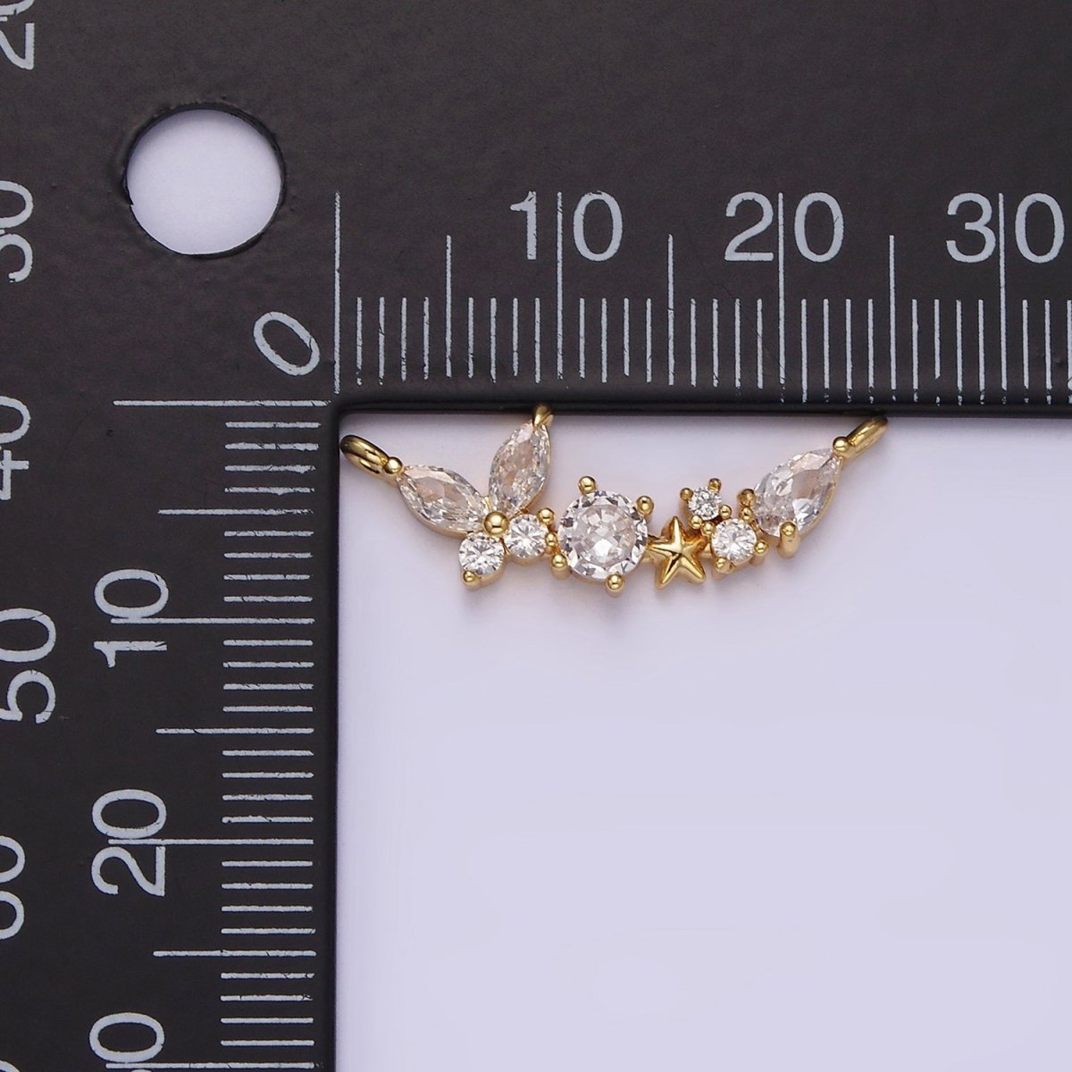 14K Gold Filled Clear Butterfly Celestial Star CZ Curved Connector | G-080 - DLUXCA