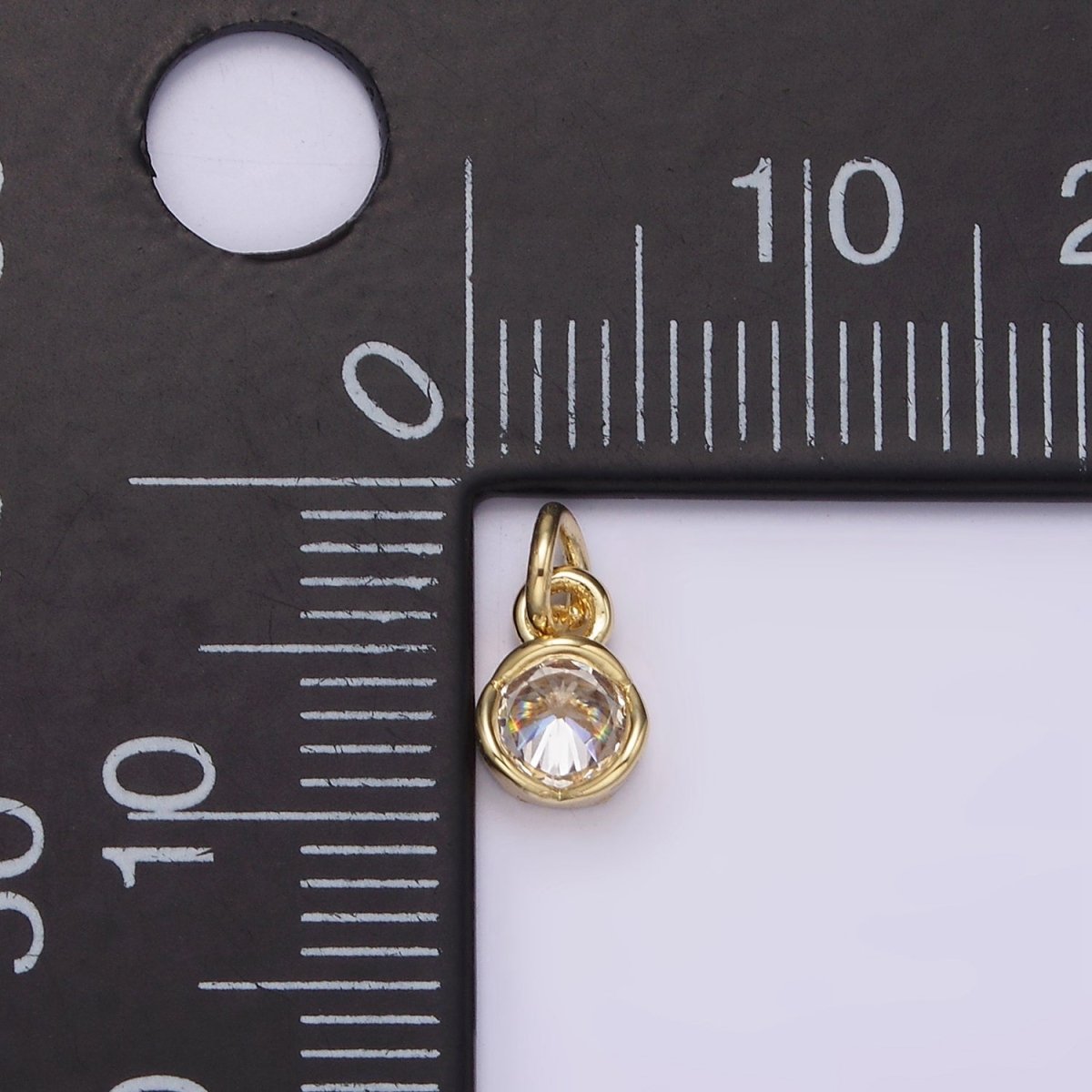 14K Gold Filled Clear CZ Bezel Minimalist Round Add-On Charm | AG201 - DLUXCA