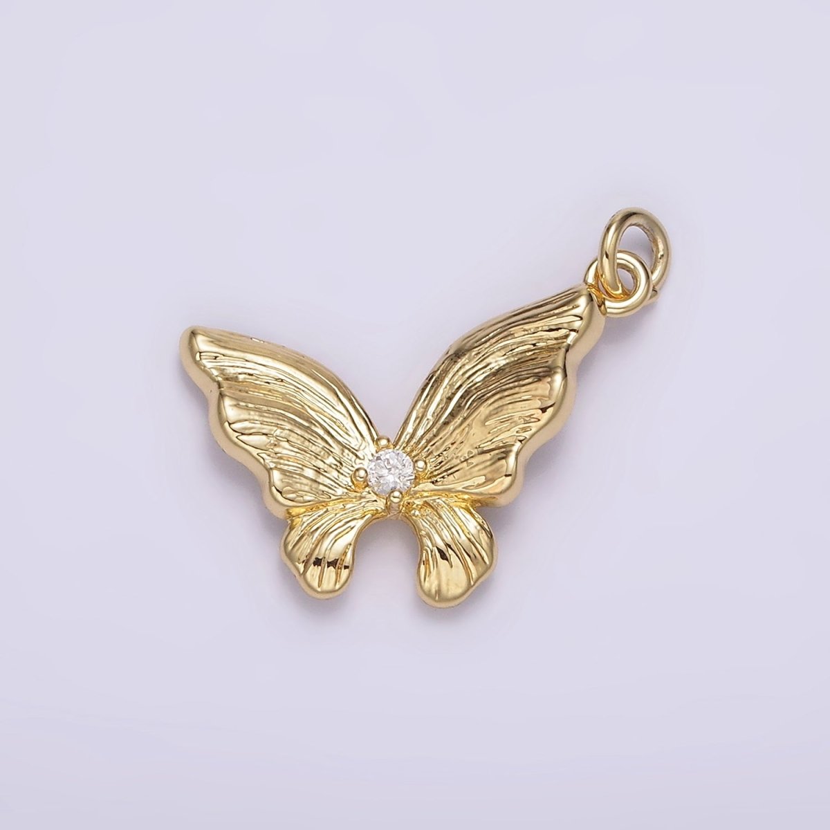 14K Gold Filled Clear CZ Butterfly Wings Lined Add-On Charm | AG597 - DLUXCA