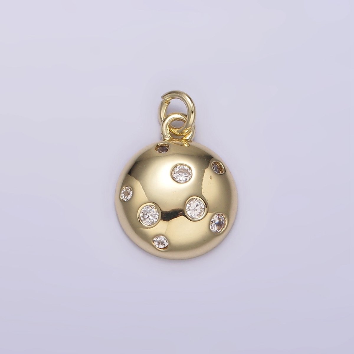 14K Gold Filled Clear CZ Dotted Round Planet Ball Full Moon Add-On Charm | AG244 - DLUXCA