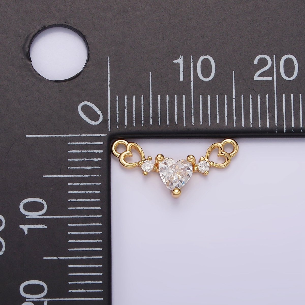 14K Gold Filled Clear CZ Double Open Heart Connector | G-099 - DLUXCA