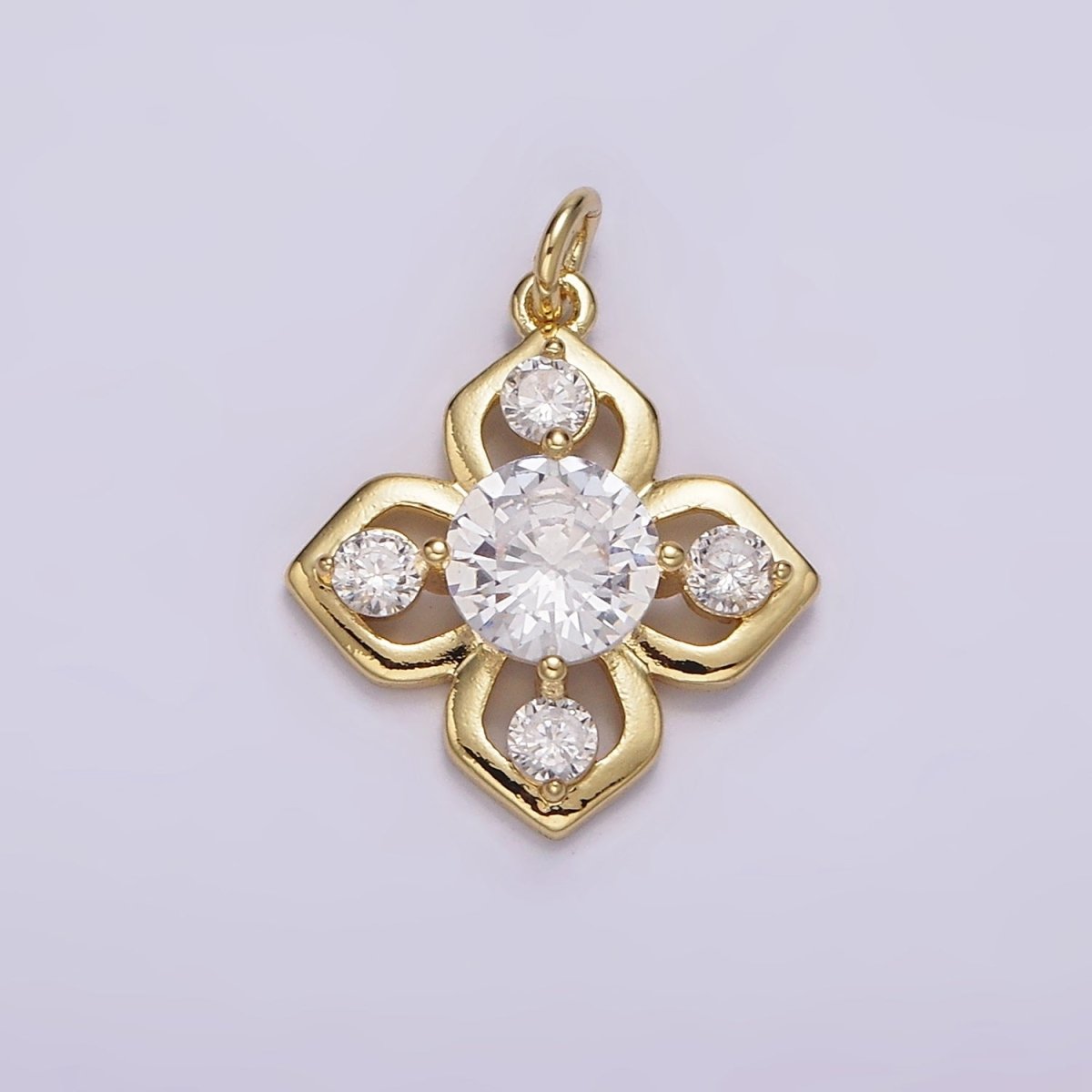 14K Gold Filled Clear CZ Flower Open Minimalist Charm | AG599 - DLUXCA