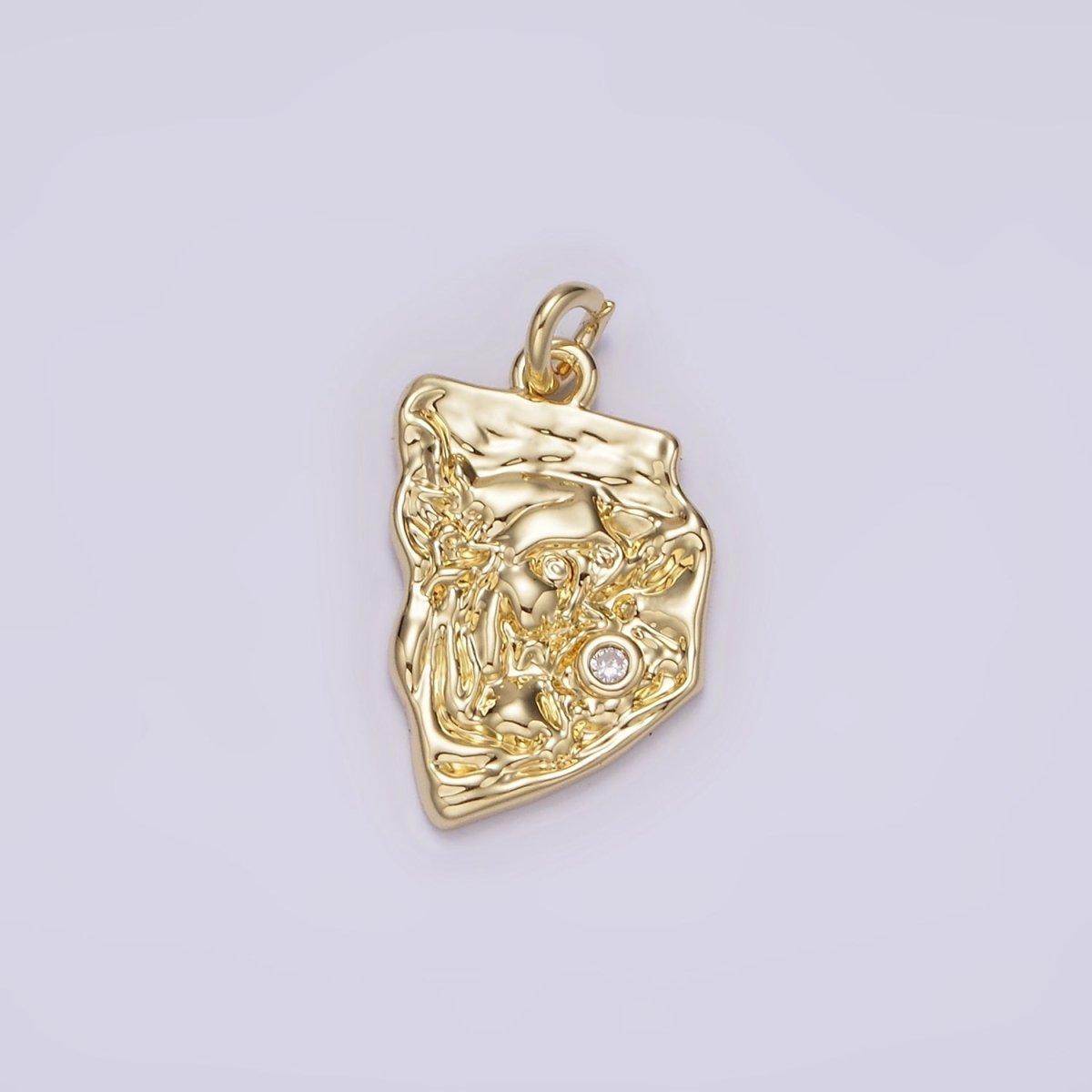 14K Gold Filled Clear CZ Hammered Abstract Charm | AG305 - DLUXCA