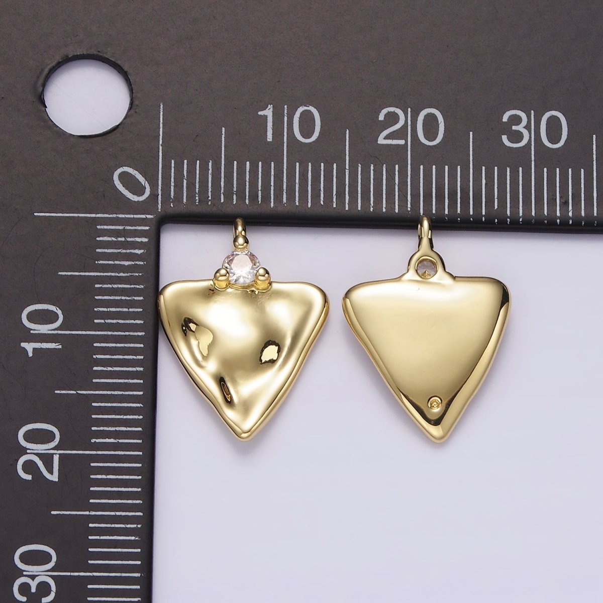 14K Gold Filled Clear CZ Hammered Triangle Charm | AC933 - DLUXCA