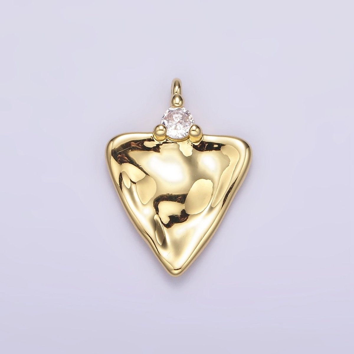 14K Gold Filled Clear CZ Hammered Triangle Charm | AC933 - DLUXCA