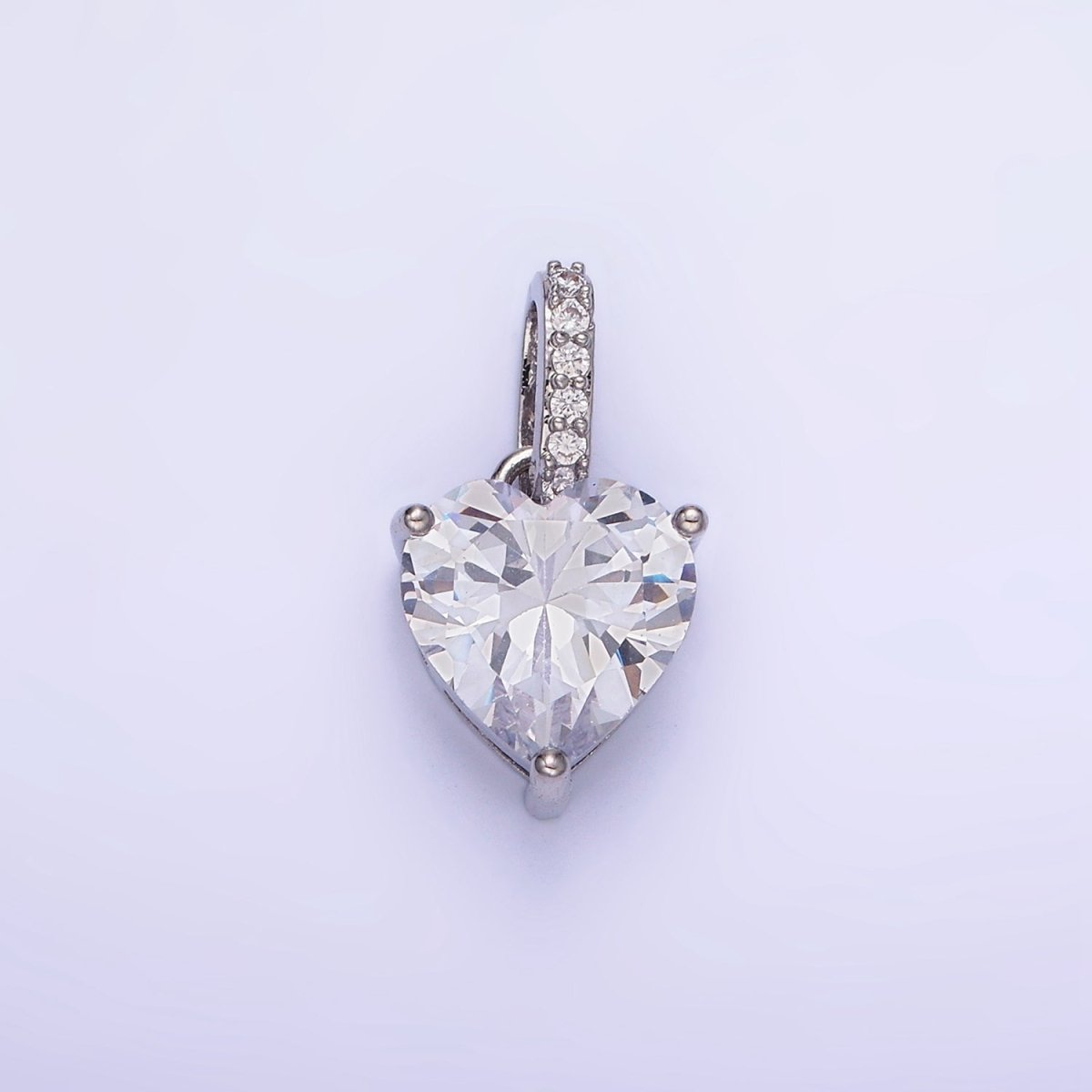 14K Gold Filled Clear CZ Heart Micro Paved Bail Pendant in Gold & Silver | AA1161 - DLUXCA