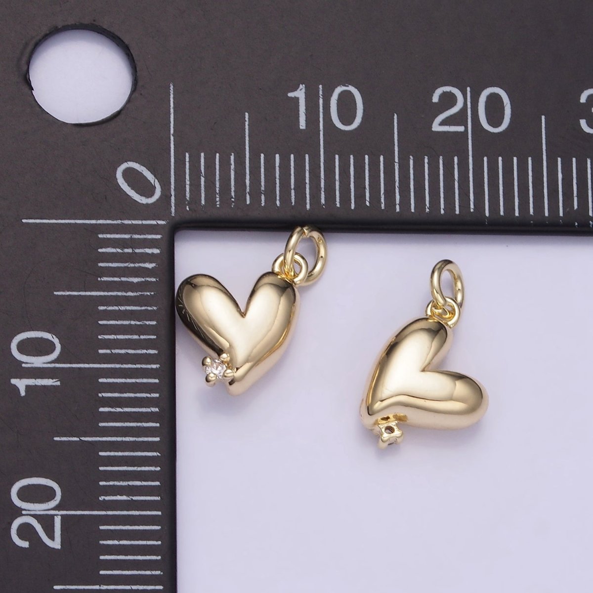 14K Gold Filled Clear CZ Heart Mini Charm | W528 - DLUXCA