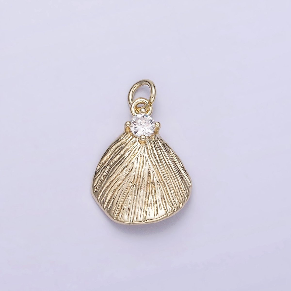 14K Gold Filled Clear CZ Line-Textured Abstract Teardrop Charm | AG728 - DLUXCA