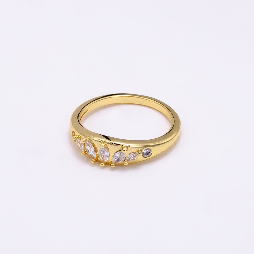 14K Gold Filled Clear CZ Marquise Lined Ring | O1354 - DLUXCA