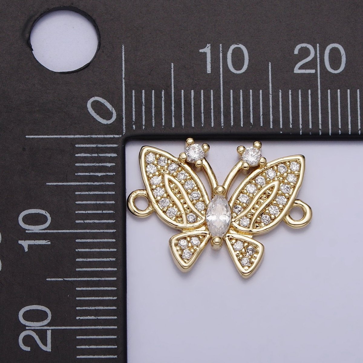 14K Gold Filled Clear CZ Marquise Micro Paved Butterfly Mariposa Antenna Connector | AA1023 - DLUXCA