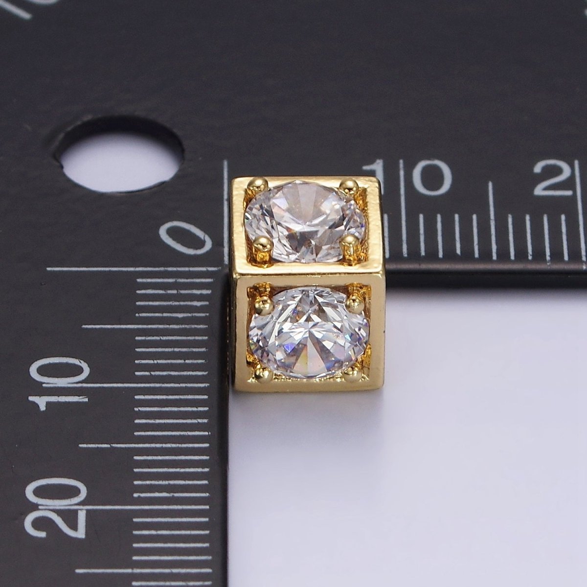 14K Gold Filled Clear CZ Micro Paved Open Heart Bead | B-796 - DLUXCA