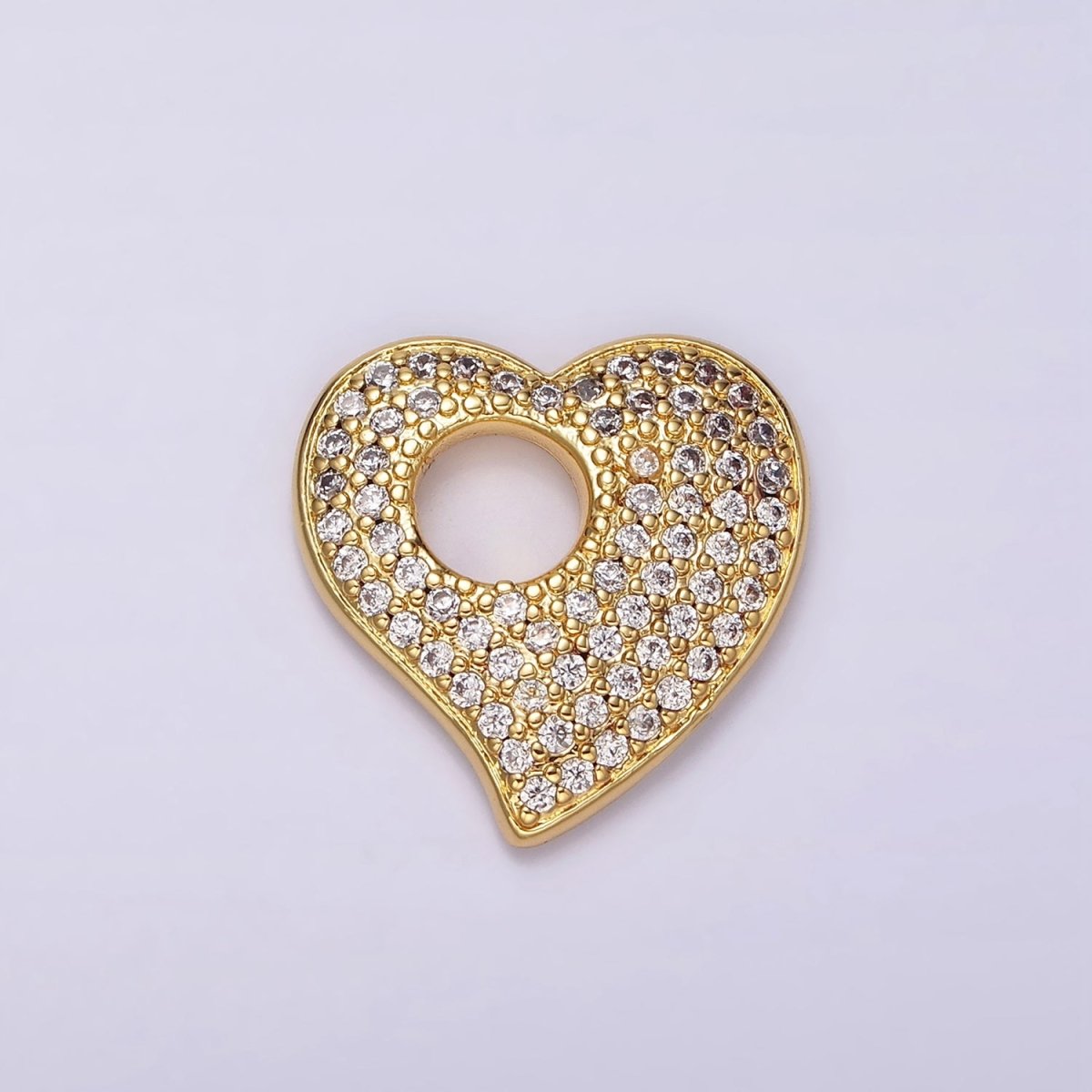 14K Gold Filled Clear CZ Micro Paved Open Heart Charm | AC908 - DLUXCA