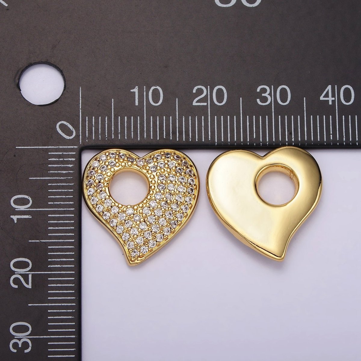 14K Gold Filled Clear CZ Micro Paved Open Heart Charm | AC908 - DLUXCA