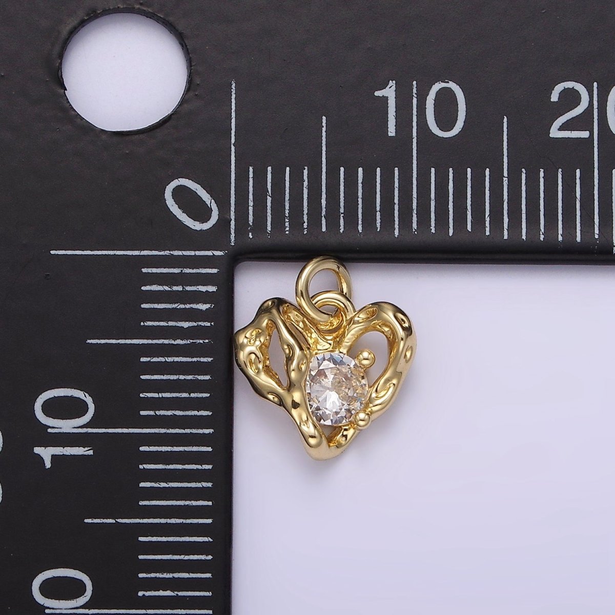 14K Gold Filled Clear CZ Molten Open Heart Add-On Charm | AC901 - DLUXCA