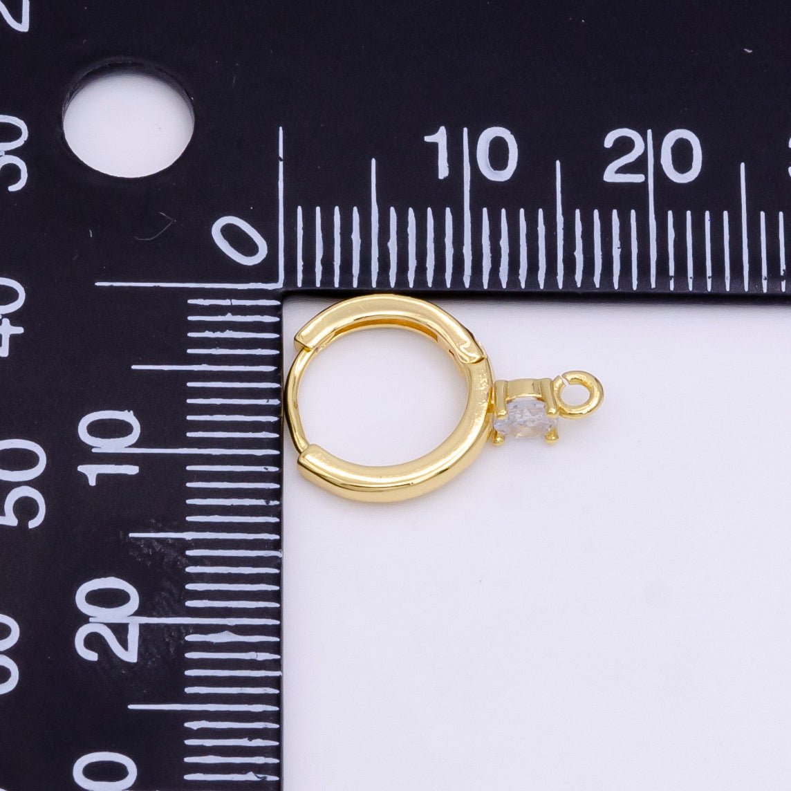 14K Gold Filled Clear CZ Open Loop 12mm Huggie Earrings in Gold & Silver | Z614 Z617 - DLUXCA
