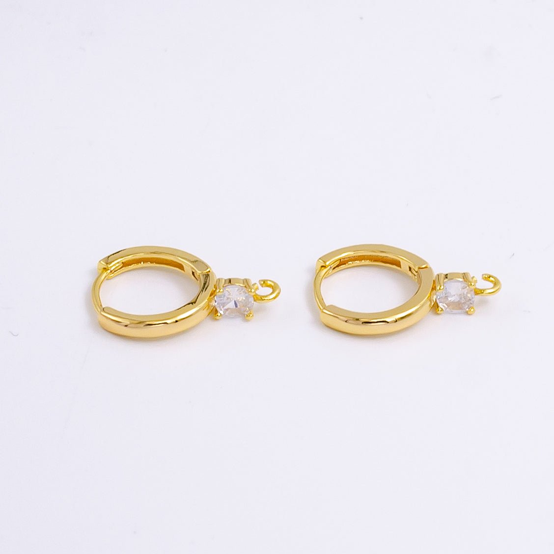 14K Gold Filled Clear CZ Open Loop 12mm Huggie Earrings in Gold & Silver | Z614 Z617 - DLUXCA