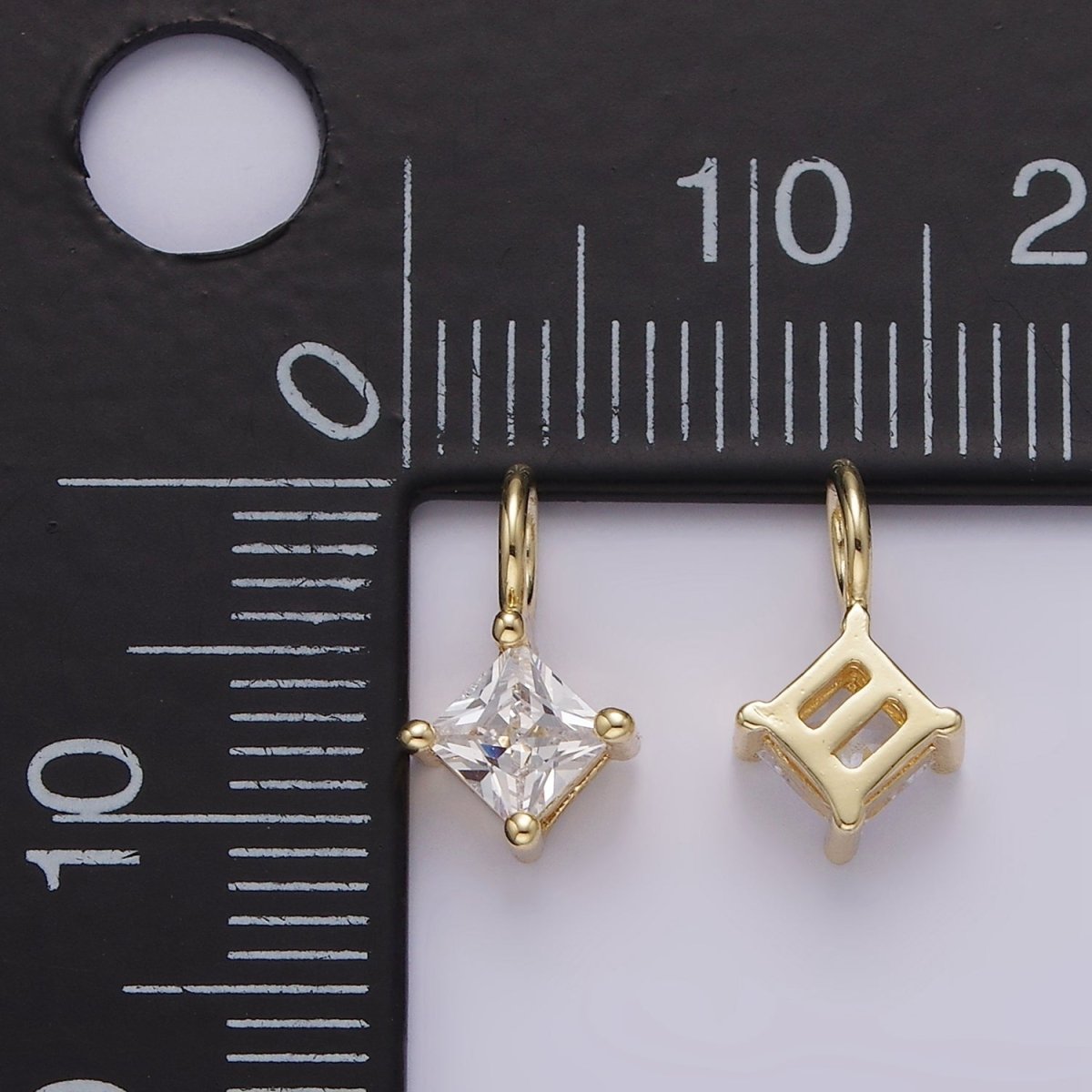 14K Gold Filled Clear CZ Rhombus Bezel Mini Charm | AG561 - DLUXCA