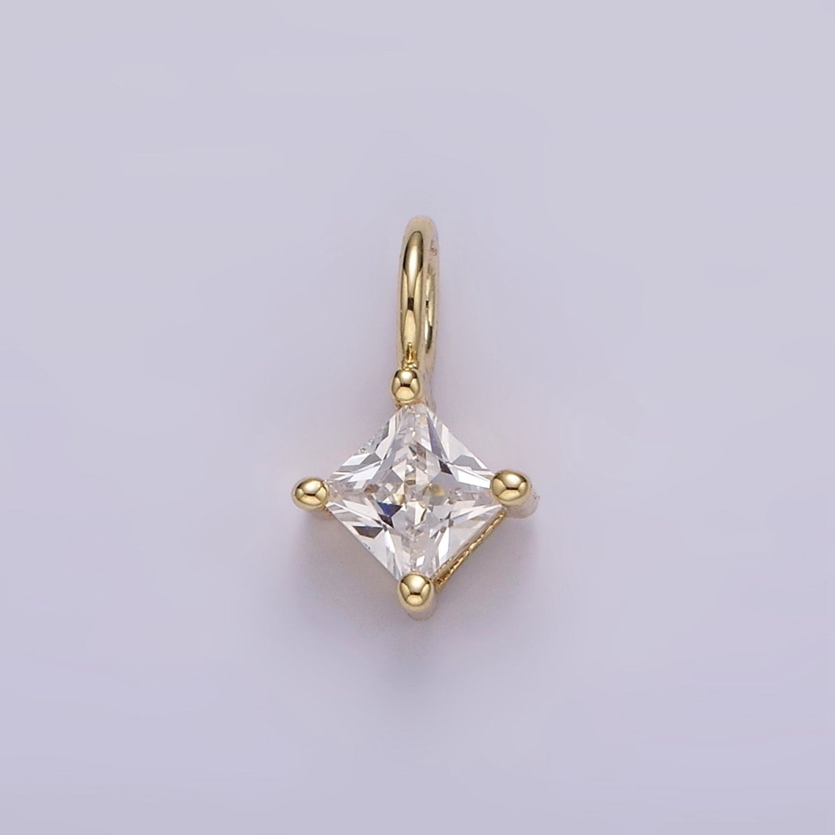 14K Gold Filled Clear CZ Rhombus Bezel Mini Charm | AG561 - DLUXCA