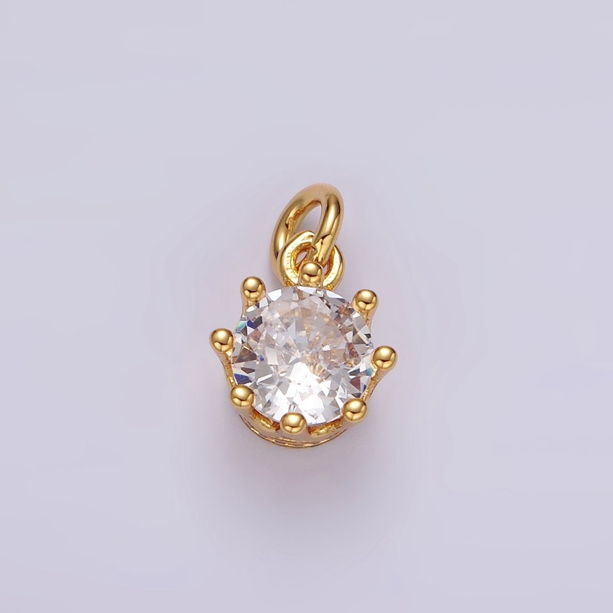 14K Gold Filled Clear CZ Round Dotted Add-On Charm in Gold & Silver | AG436 AG437 - DLUXCA