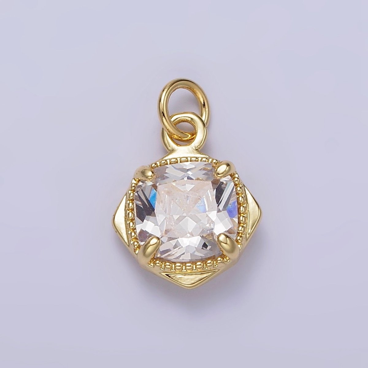 14K Gold Filled Clear CZ Square Rhombus 17mm Charm | N1097 - DLUXCA