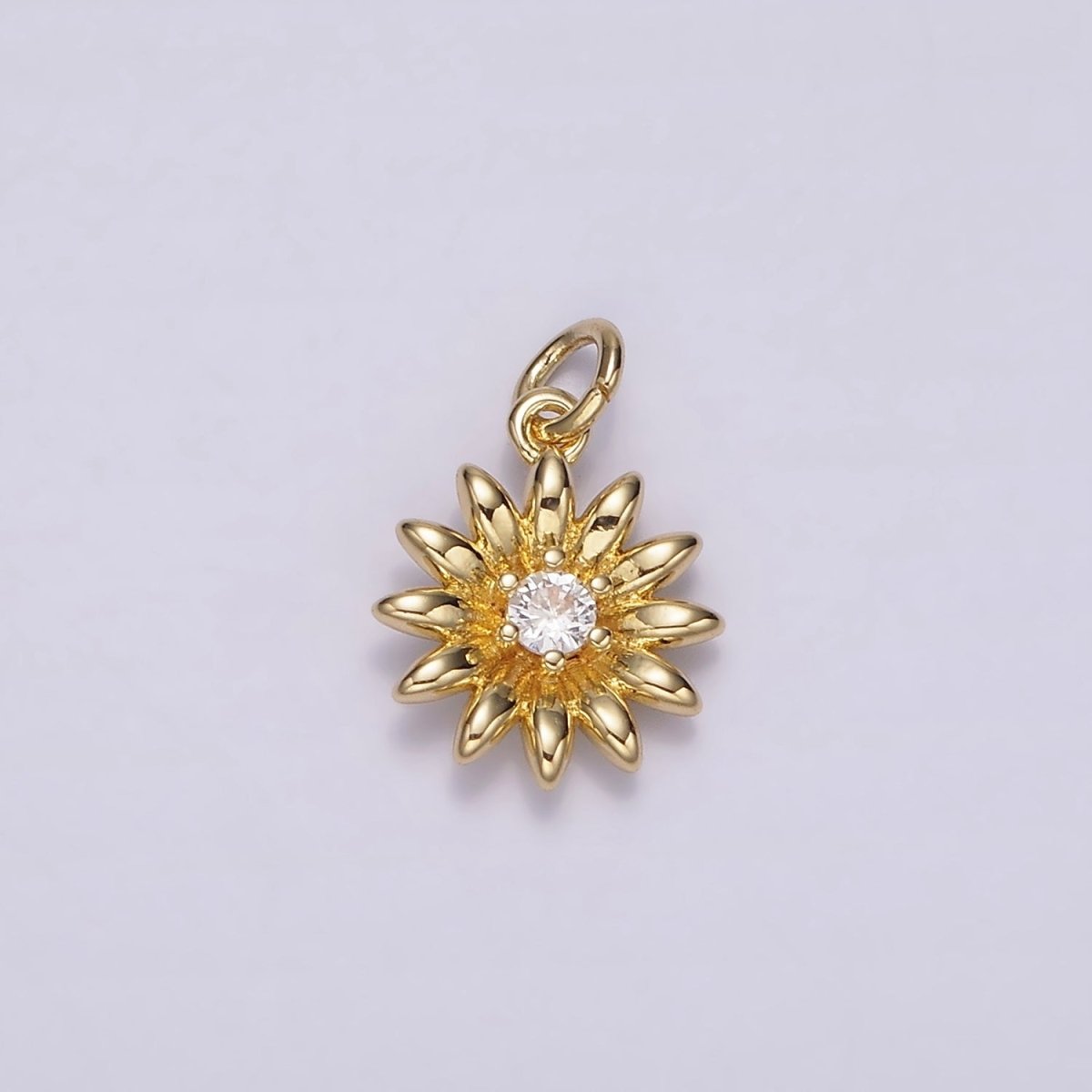 14K Gold Filled Clear CZ Sunflower Nature Charm | AG412 - DLUXCA