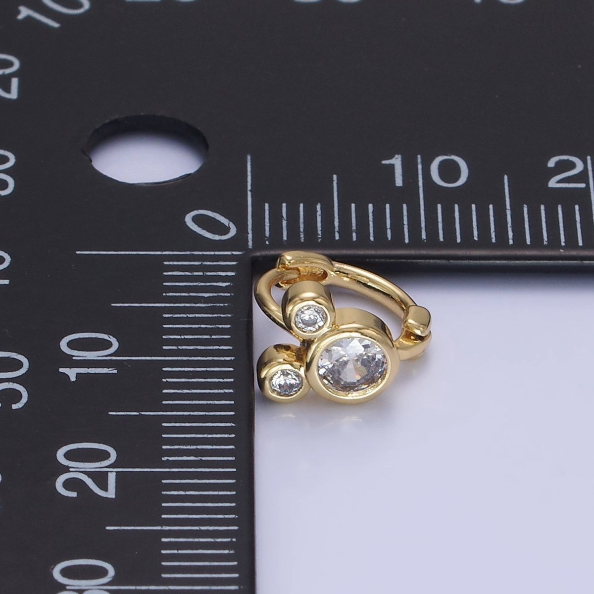 14K Gold Filled Clear CZ Triple Mouse Animal Huggie Earrings | AB1260 - DLUXCA