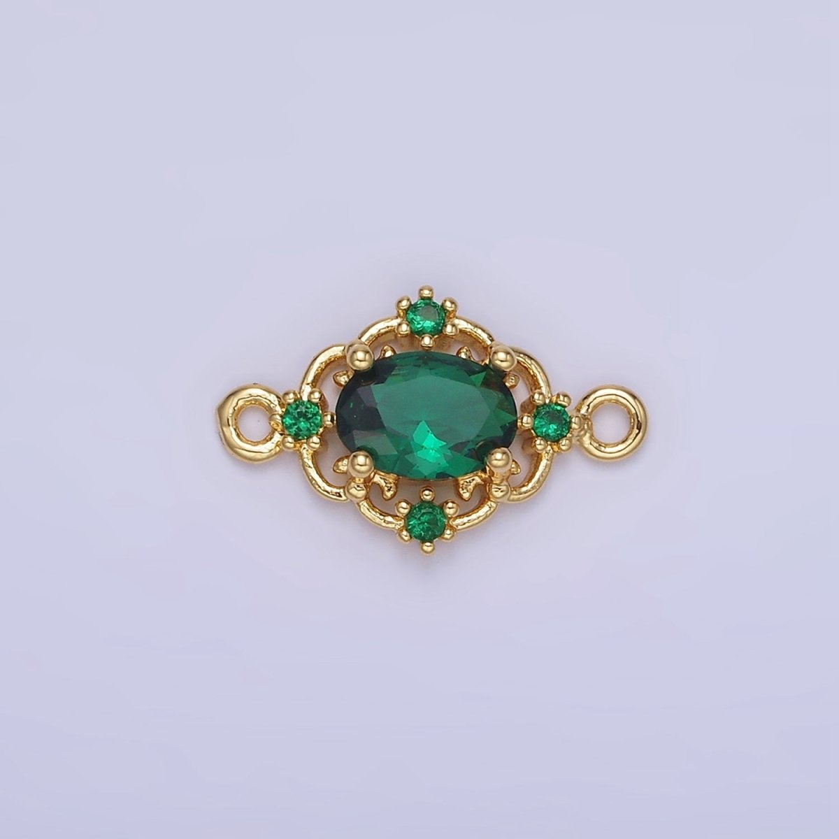 14K Gold Filled Clear, Green, Red CZ Artisan Connector | G350 - G351 - DLUXCA