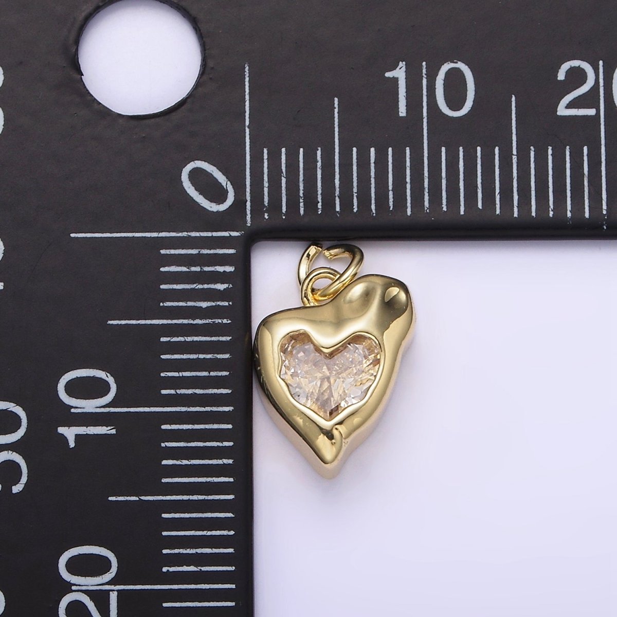 14K Gold Filled Clear Heart Melt Molten Drip Add-On Charm | AG223 - DLUXCA