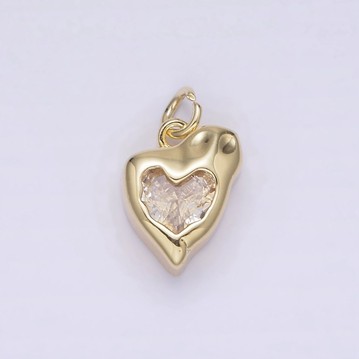 14K Gold Filled Clear Heart Melt Molten Drip Add-On Charm | AG223 - DLUXCA