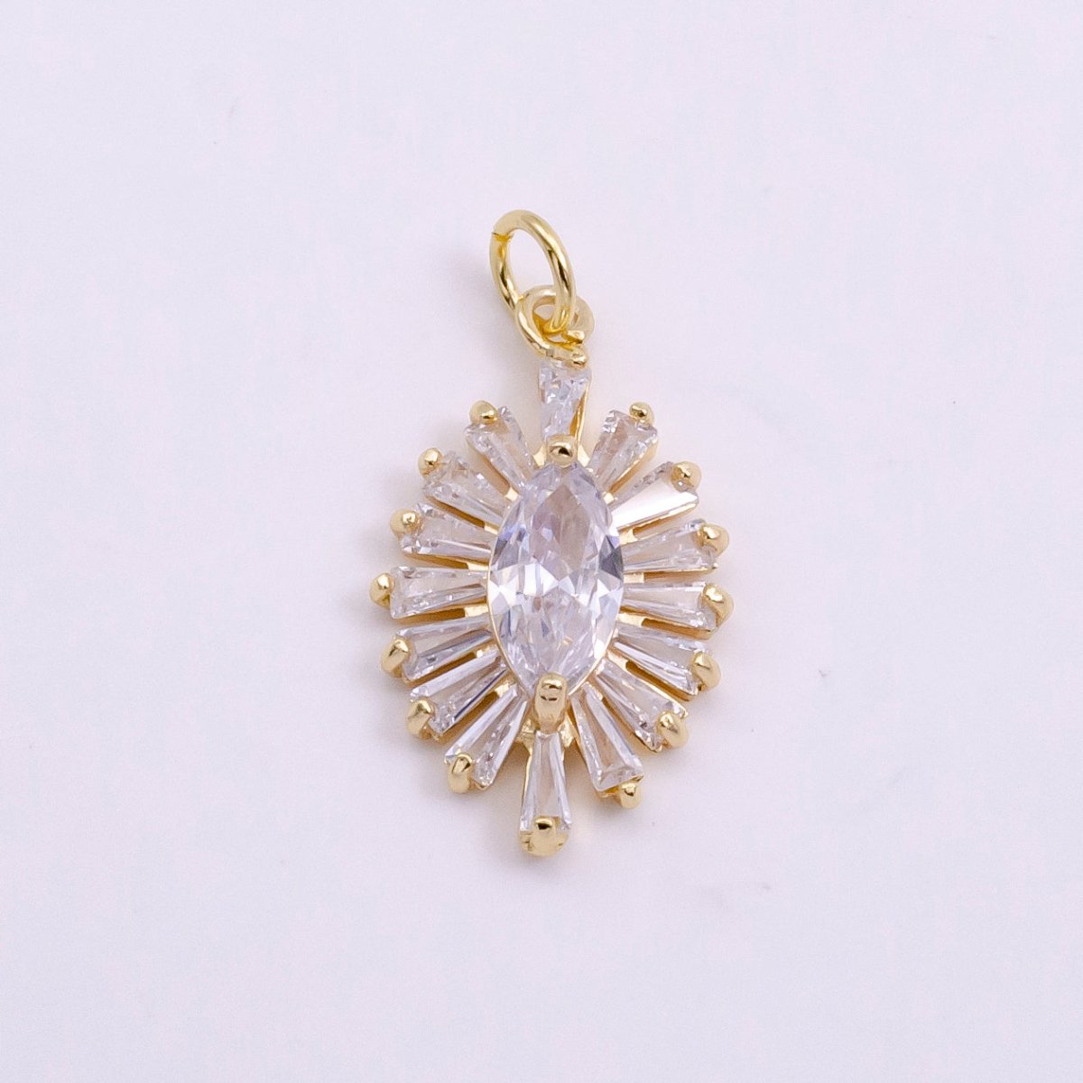 14K Gold Filled Clear Marquise Baguette Ray Charm in Gold & Silver | W479 W480 - DLUXCA