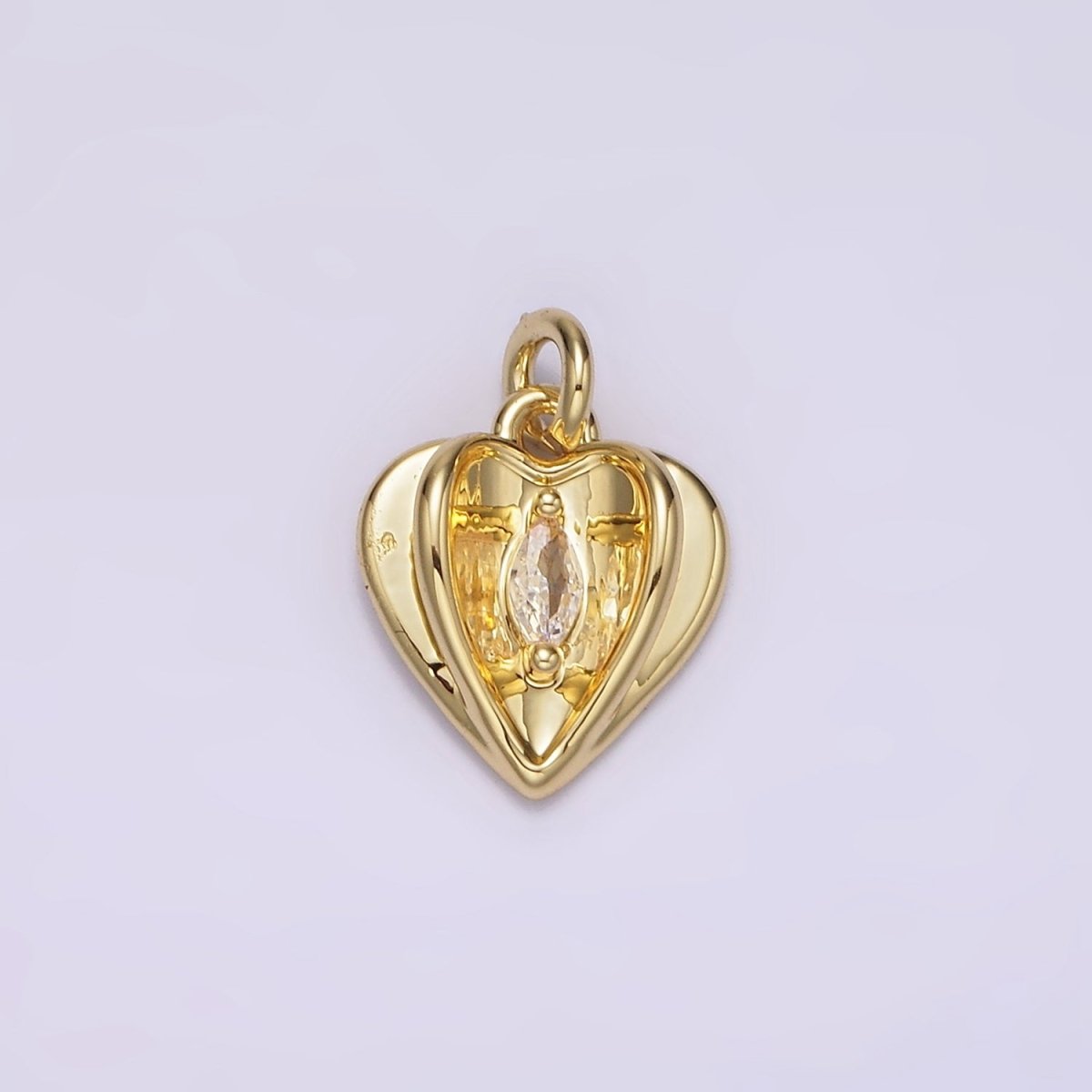 14K Gold Filled Clear Marquise CZ Open Double Heart Charm | AG274 - DLUXCA