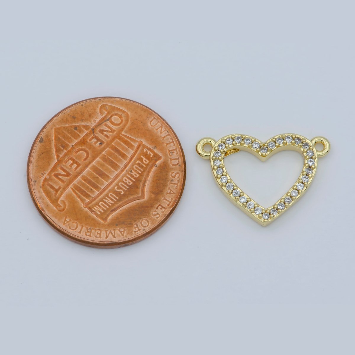 14k Gold Filled Clear Micro Pave CZ Heart Charm Connector Micro Pave CZ Heart Bracelet Connector For Bracelet Necklace Supply DIY Jewelry F-882 - DLUXCA
