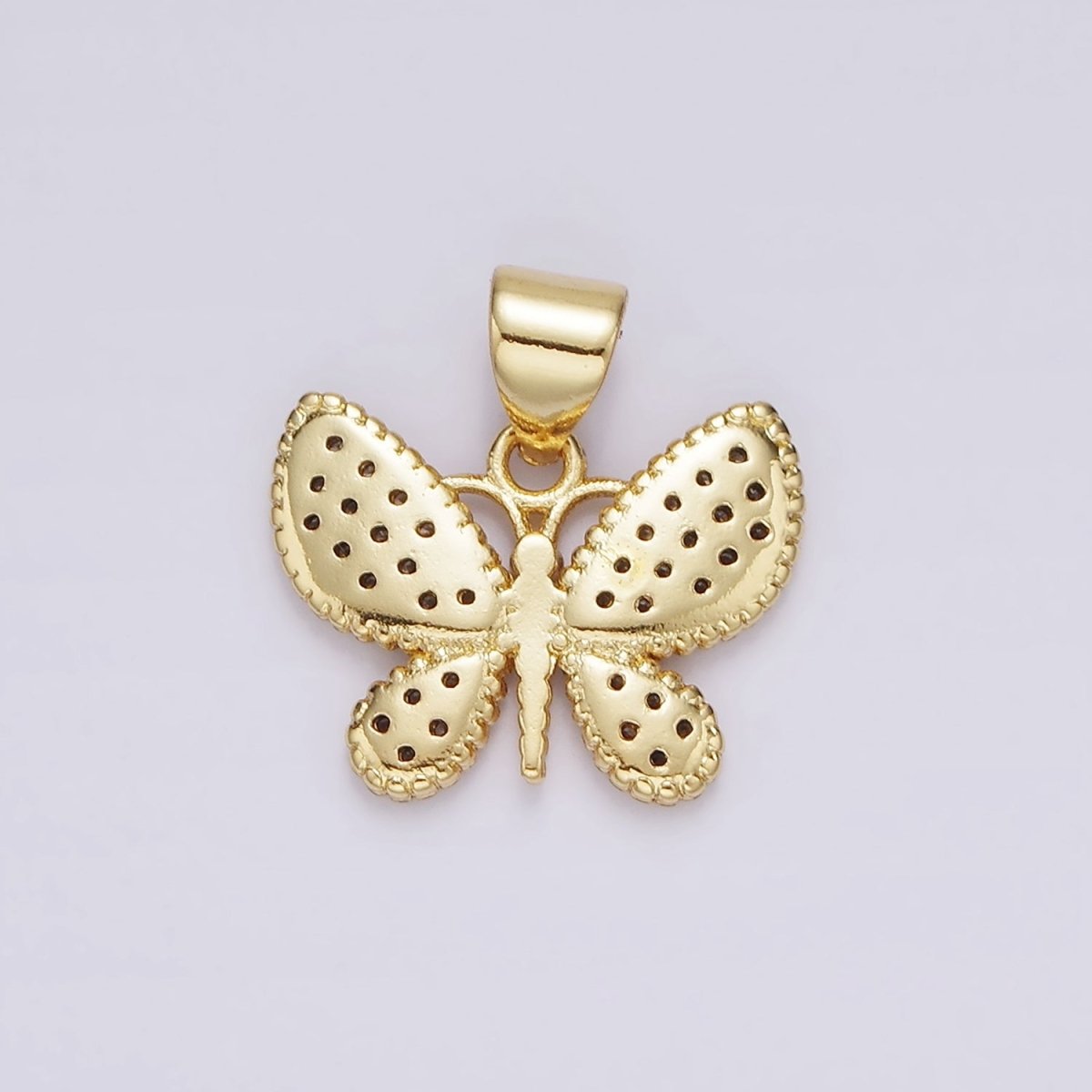 14K Gold Filled Clear Micro Paved CZ Butterfly Insect Pendant | AH077 - DLUXCA