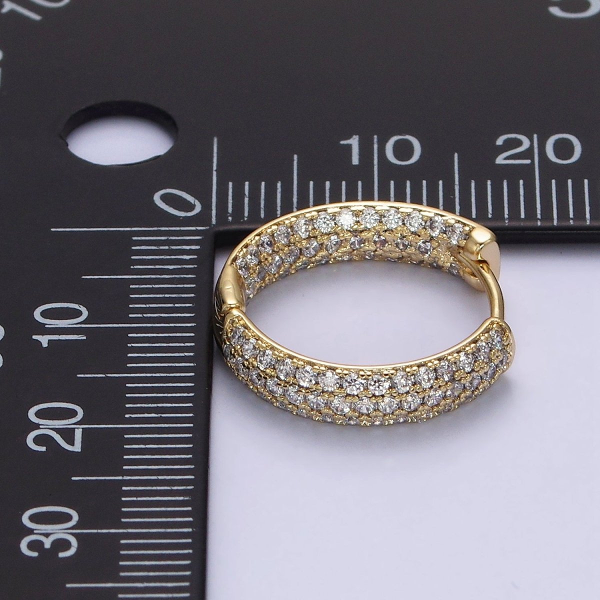 14K Gold Filled Clear Micro Paved CZ Front-Facing 18mm Hoop Earrings | Y-896 - DLUXCA