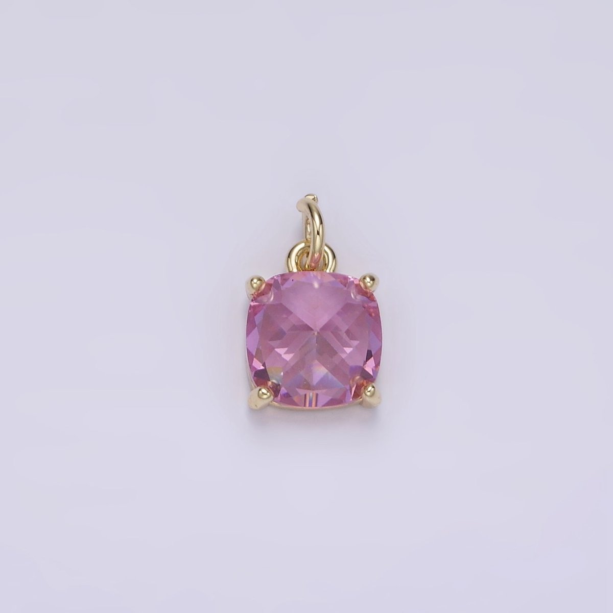 14K Gold Filled Clear, Orange, Pink, Fuchsia, Red Rounded Square CZ Add-On Charm | AG319 - AG323 - DLUXCA