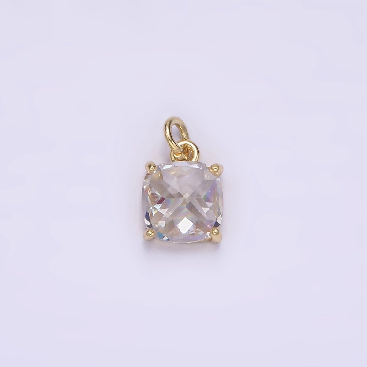 14K Gold Filled Clear, Orange, Pink, Fuchsia, Red Rounded Square CZ Add-On Charm | AG319 - AG323 - DLUXCA