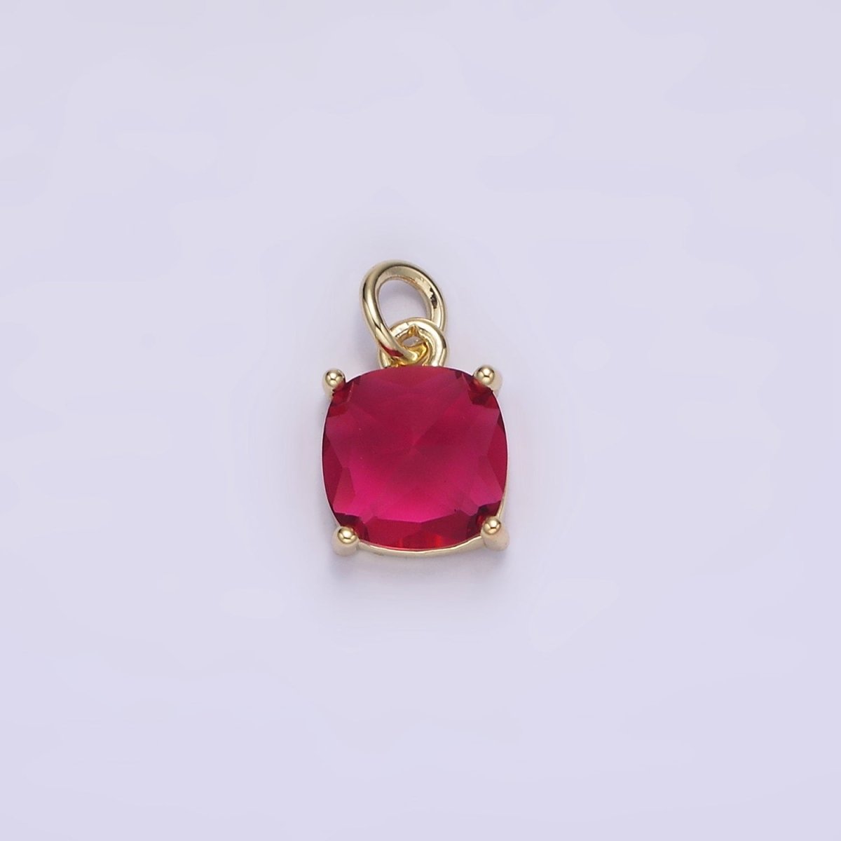 14K Gold Filled Clear, Orange, Pink, Fuchsia, Red Rounded Square CZ Add-On Charm | AG319 - AG323 - DLUXCA