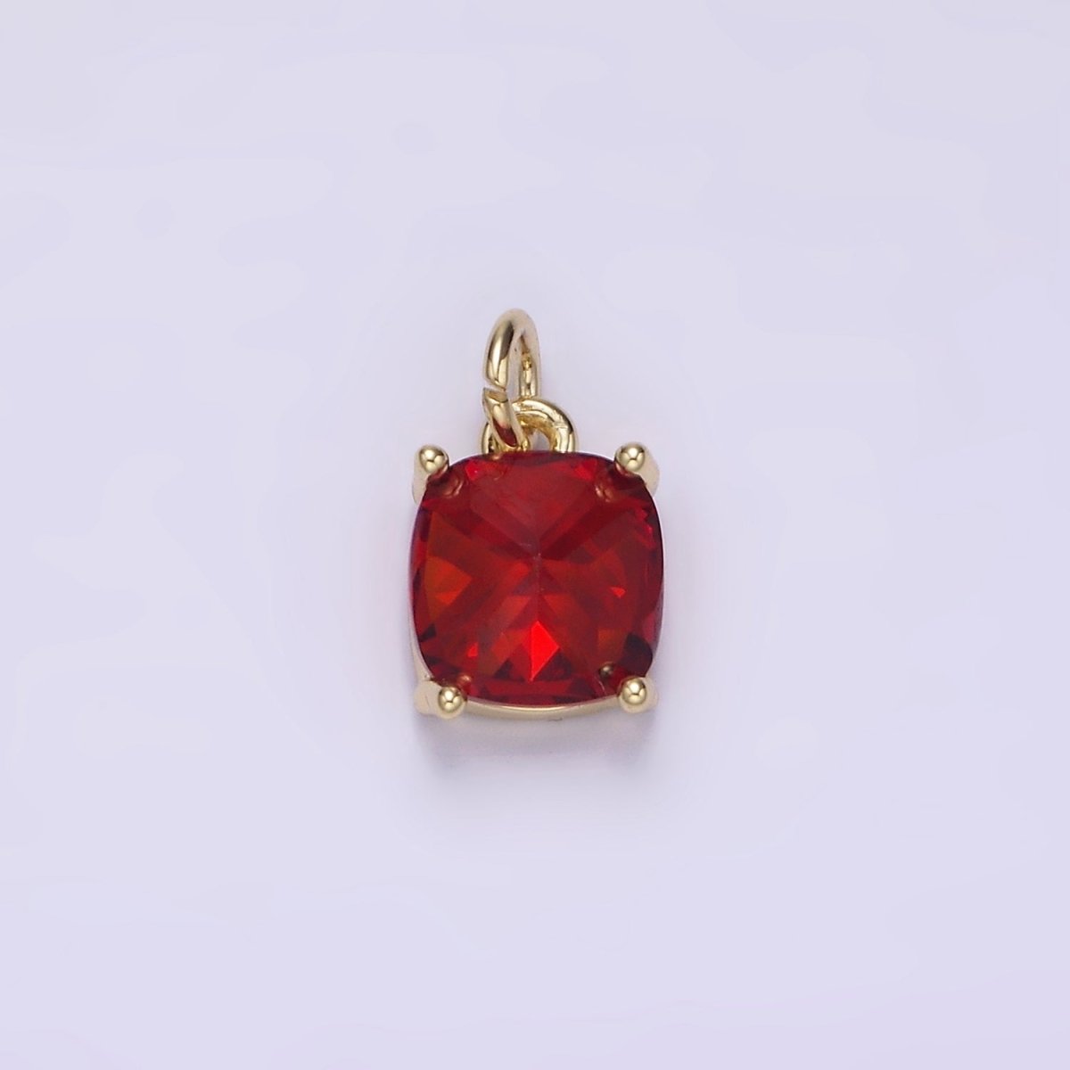 14K Gold Filled Clear, Orange, Pink, Fuchsia, Red Rounded Square CZ Add-On Charm | AG319 - AG323 - DLUXCA