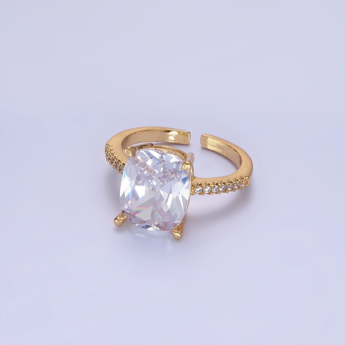 14K Gold Filled Clear Oval CZ Micro Paved Solitaire Ring | O1327 - DLUXCA