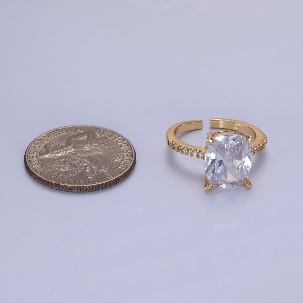 14K Gold Filled Clear Oval CZ Micro Paved Solitaire Ring | O1327 - DLUXCA