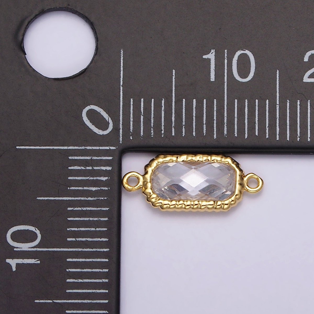 14K Gold Filled Clear Oval CZ Multifaceted Braided Bezel Connector | G793 - DLUXCA