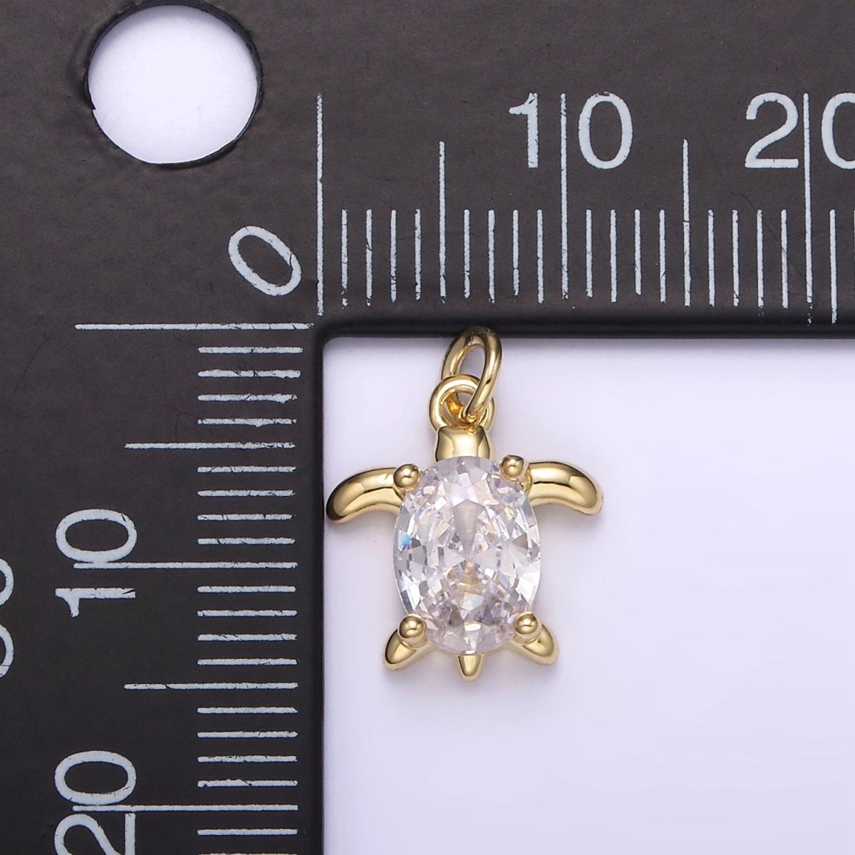 14K Gold Filled Clear Oval CZ Turtle Animal Add-On Charm | AG-224 - DLUXCA