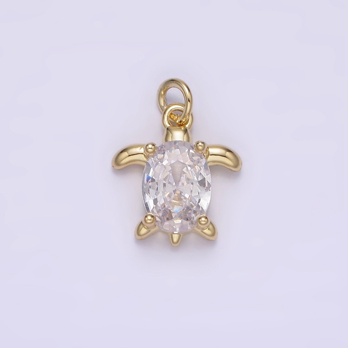 14K Gold Filled Clear Oval CZ Turtle Animal Add-On Charm | AG-224 - DLUXCA