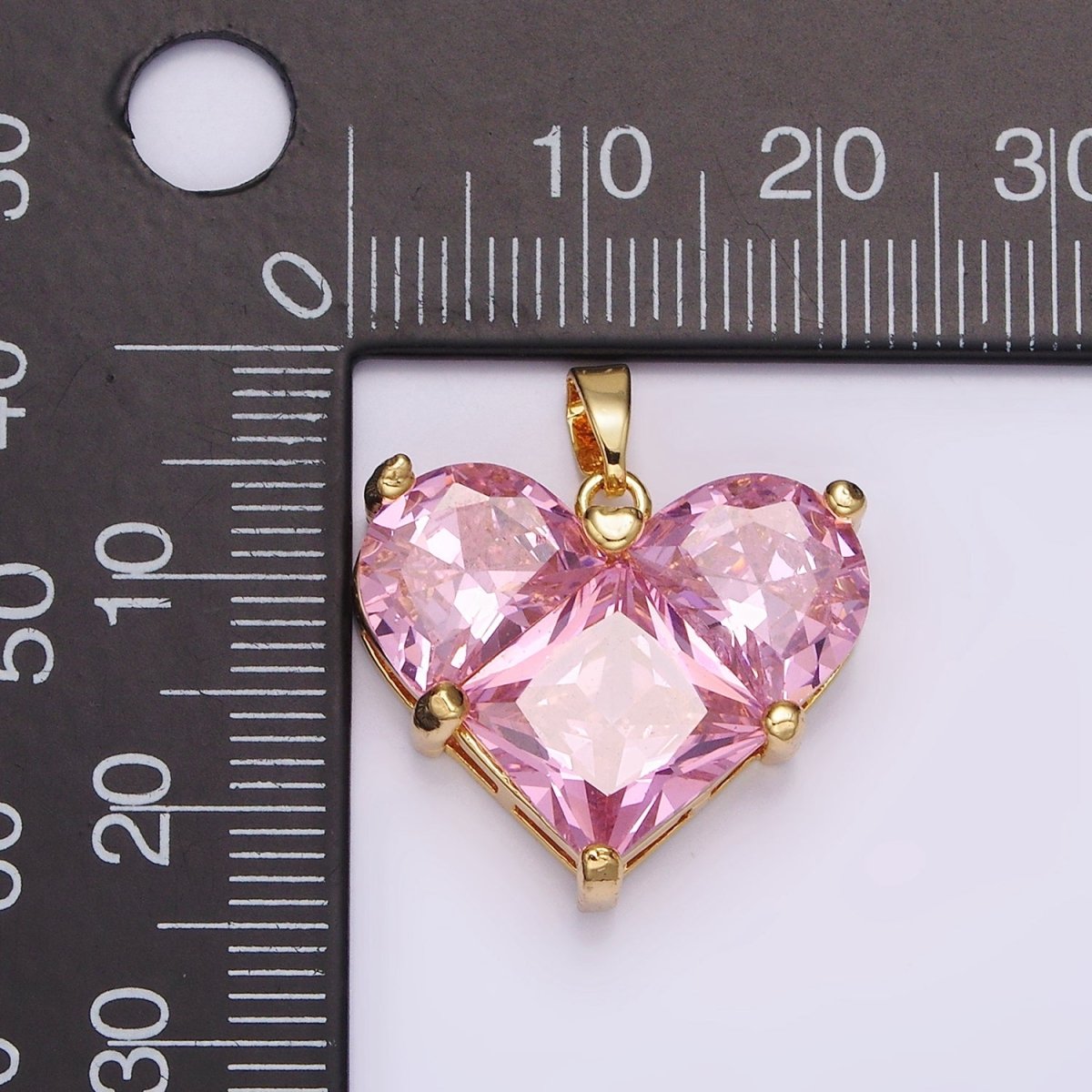 14K Gold Filled Clear, Pink Pixelated Pendant in Gold & Silver | N1809 - N1812 - DLUXCA