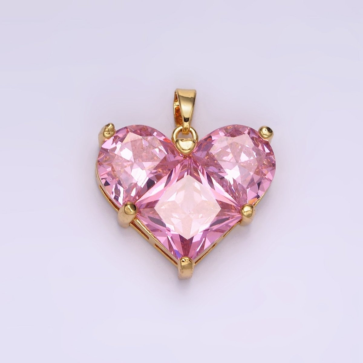 14K Gold Filled Clear, Pink Pixelated Pendant in Gold & Silver | N1809 - N1812 - DLUXCA