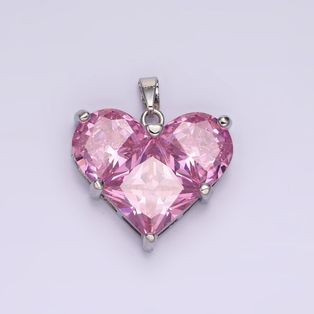 14K Gold Filled Clear, Pink Pixelated Pendant in Gold & Silver | N1809 - N1812 - DLUXCA