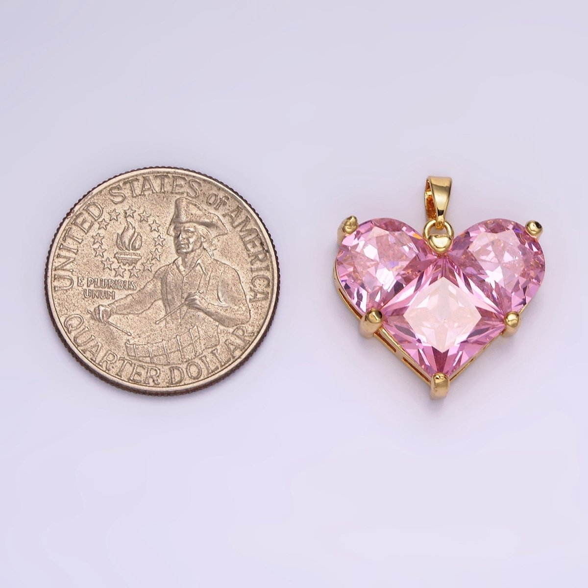 14K Gold Filled Clear, Pink Pixelated Pendant in Gold & Silver | N1809 - N1812 - DLUXCA